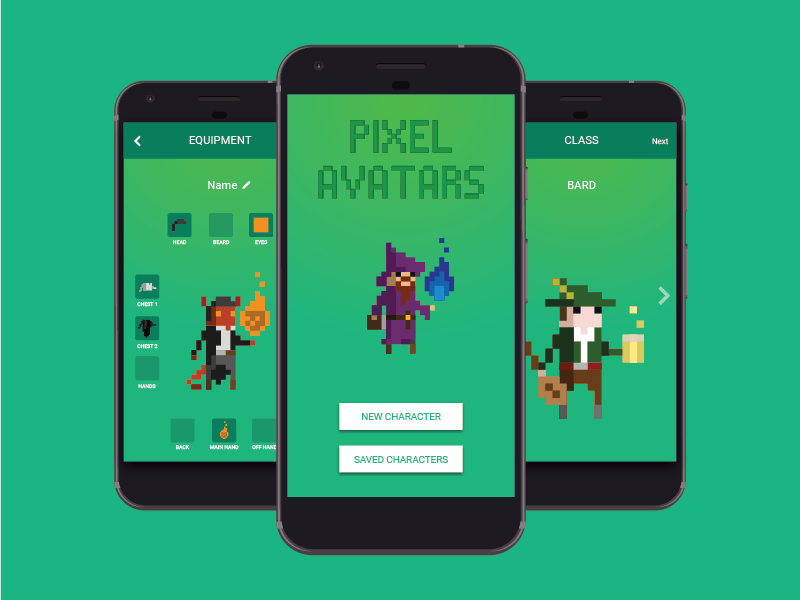 Pixel Avatars - A concept companion app for D&D